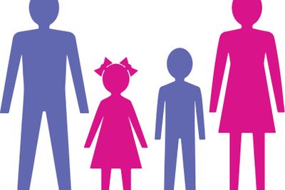 Family with children. Vector illustration.