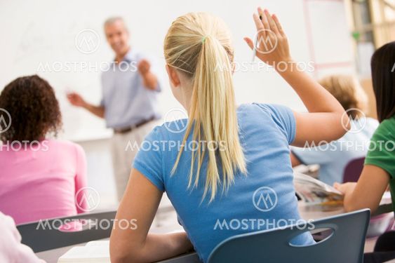 A schoolgirl in a high school class