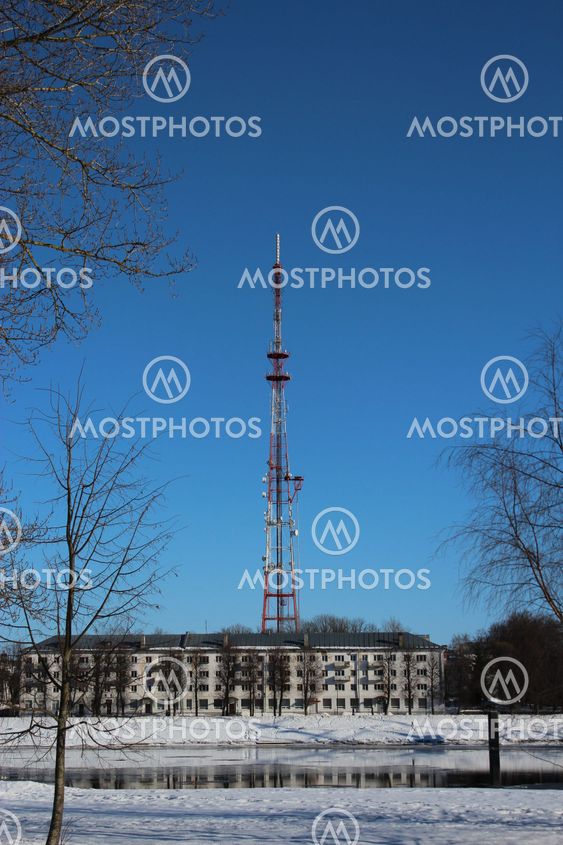 Novgorod Kremlin , brick , tower, winter, sunny day,...