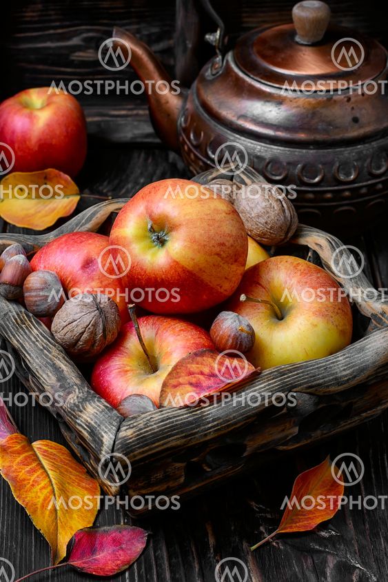 Autumn apples and nuts