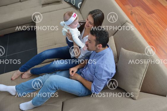 happy young family at home