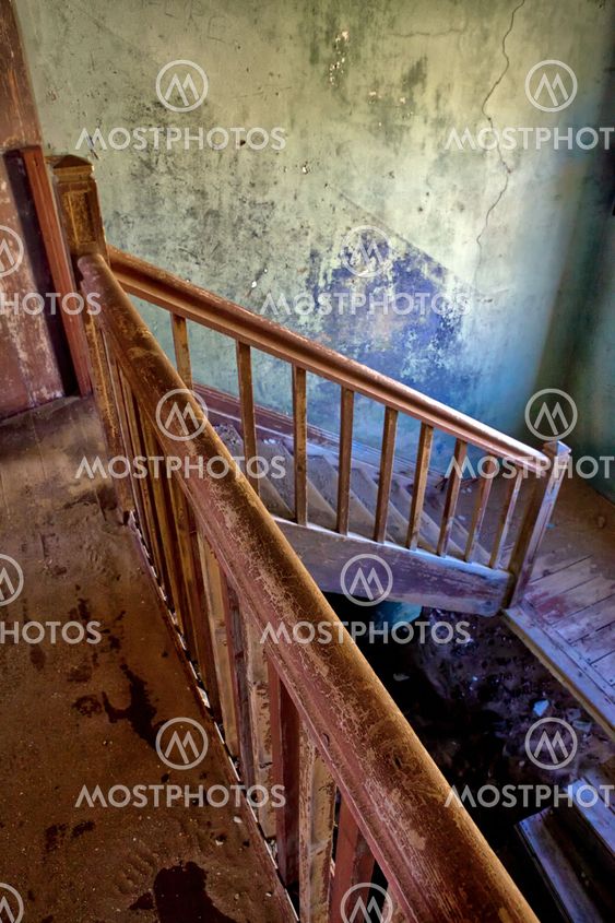 staircase in a old house in kolmanskop namibia