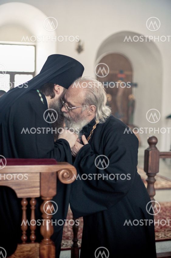 MOSCOW - MARCH 13: Orthodox liturgy with bishop Mercury in High Monastery of St Peter in Moscow on March 13, 2010 in Moscow