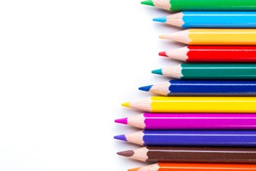 Colorful arrangement of pencils with vibrant hues...