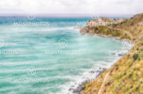 Defocused background with mediterranean beach in Milazzo,...