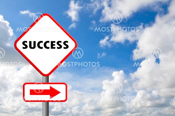 Success sign with blue sky