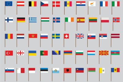 set of European flags