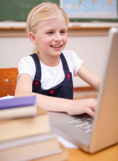 Portrait of a girl using a laptop