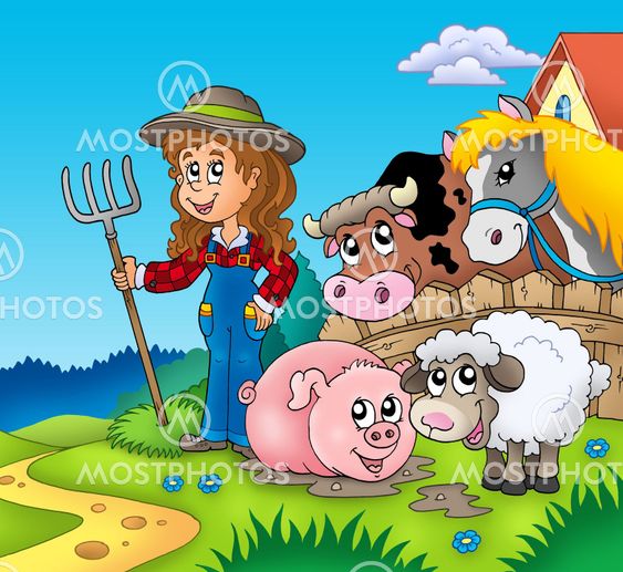 Country girl with farm animals