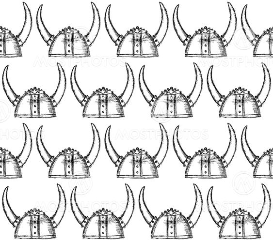 Sketch cute viking helmet