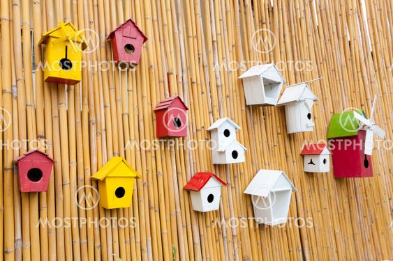 Colorful collection of birdhouses