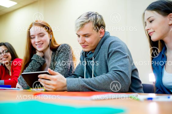 College students on a lesson