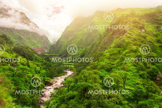 river and mountains in Nepal