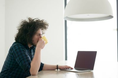 man working from home