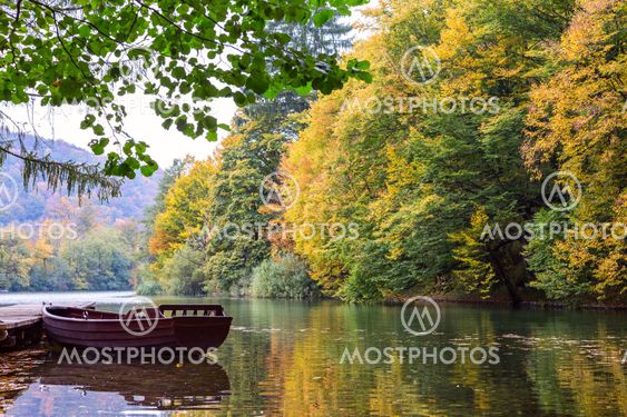 Wooden boats in Plitvice Lakes National Park