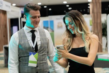 Professional Interaction at a Business Event Capturing...