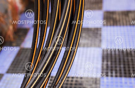 Messy electrical cables in thailand - Uncovered optical fiber technology open air outdoors asian cities