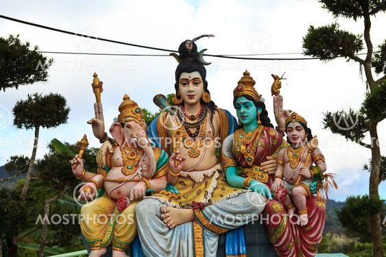 Close up of SRI ARULOLI THIRUMURUGAN Temple with blue sky , Penang Hill Malaysia
