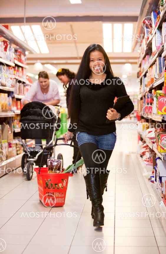 Asian Woman Grocery Store