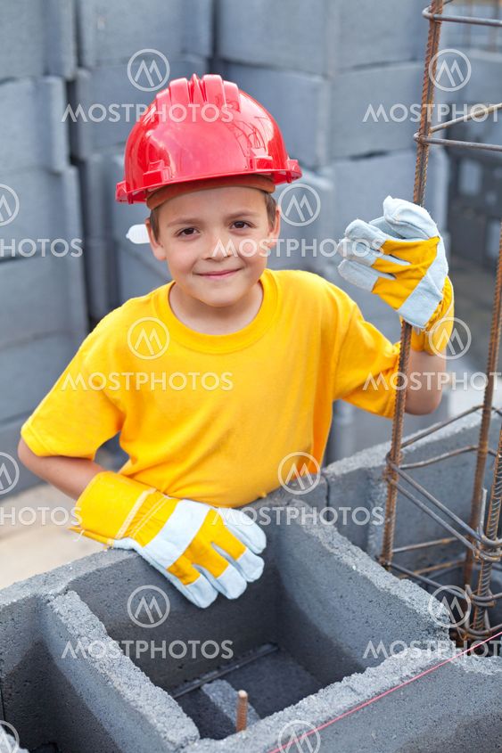 Boy at construction site
