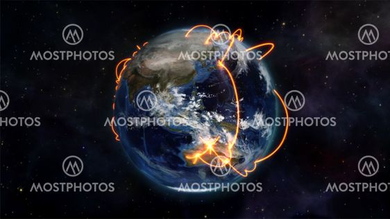 Illustrated picture about worldwide connectivity with an Earth image courtesy of Nasa.org