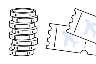 Stack of Coins, Event Tickets, and Recycling Symbol...