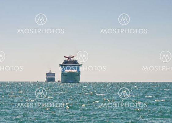 Two Cruise Ships on Horizon