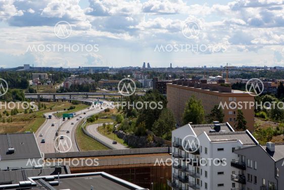 Utsikt över bostadsområde i Spånga.