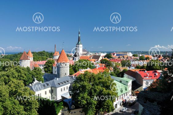 Top view on old city in Tallinn Estonia