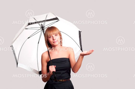 woman holding umbrella