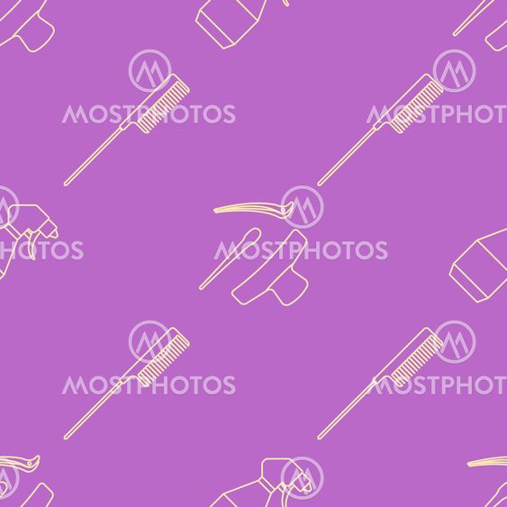 deco hairdresser tools seamless pattern