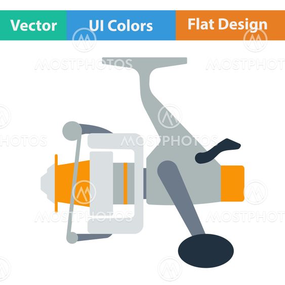 Flat design icon of Fishing reel