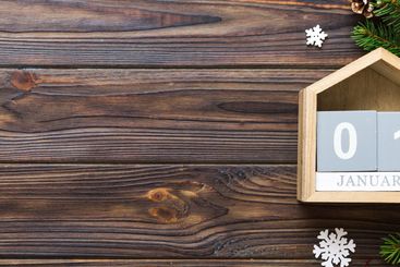 Christmas calendar 1 january. Christmas gift, fir...