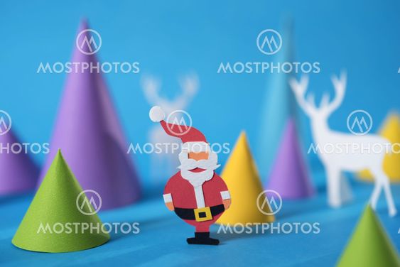 Merry christmas greeting card paper cut santa deer