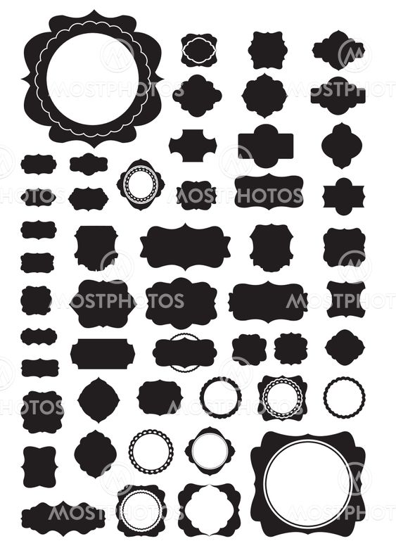 Silhouette Vector set of 50 frames and vintage style.