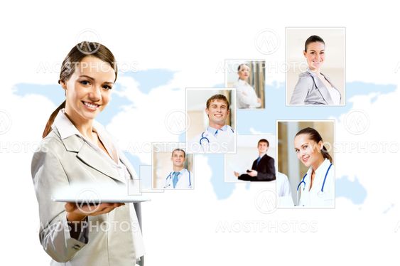 attractive woman holding a tablet pc and smiling