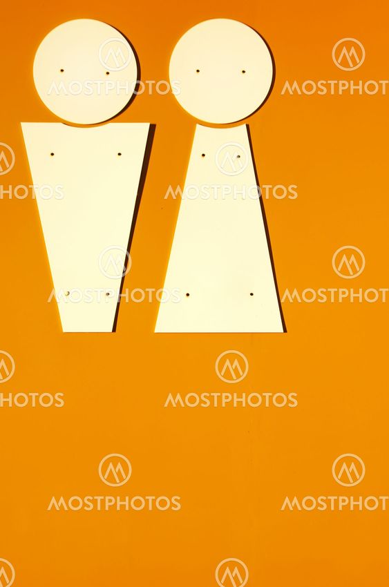 Restroom symbol on yellow background