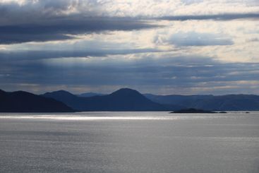 Silver stripe on the North sea, mountain ranges and...