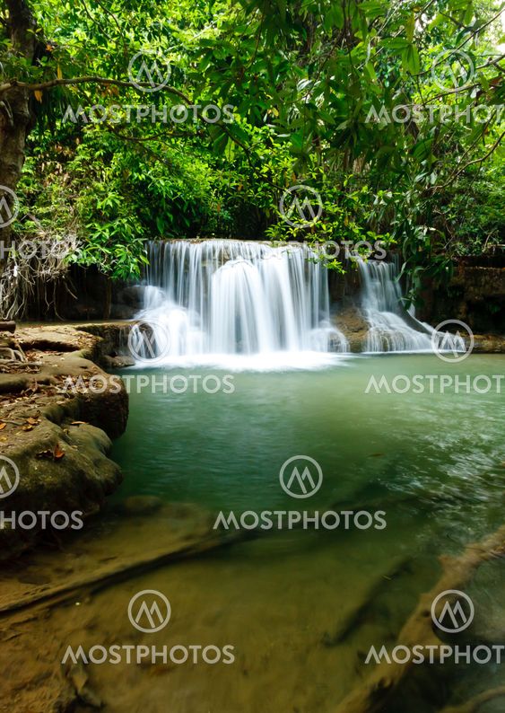 Waterfall in National Park , Kanchanaburi Province , Thailand