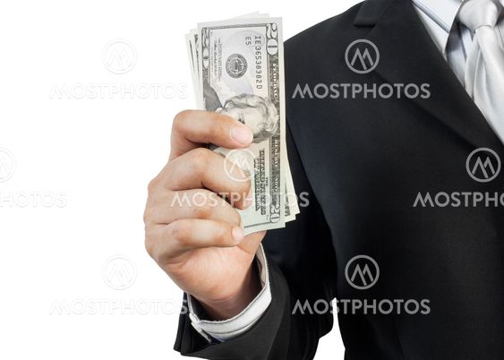 business man giving money