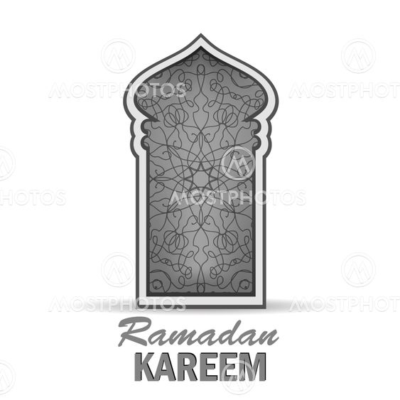 Ramadan Greeting Card on White Background.