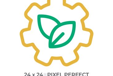 Cogwheel with leaves colorful line ui icon