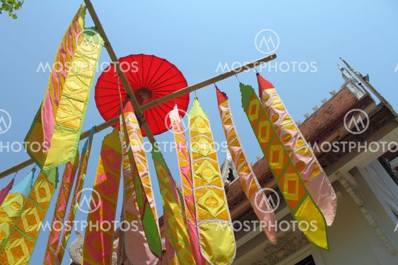 Color paper flag for Buddha worship