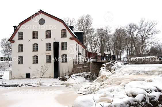 Ulva mill (Ulva kvarn) and the frozen waterfall