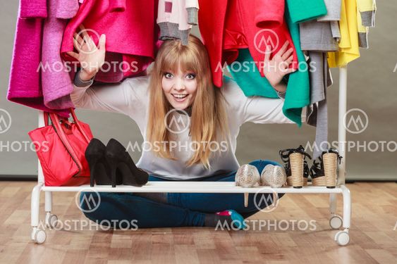 Pretty woman under clothes.