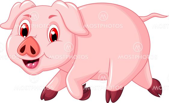 funny pig cartoon walking
