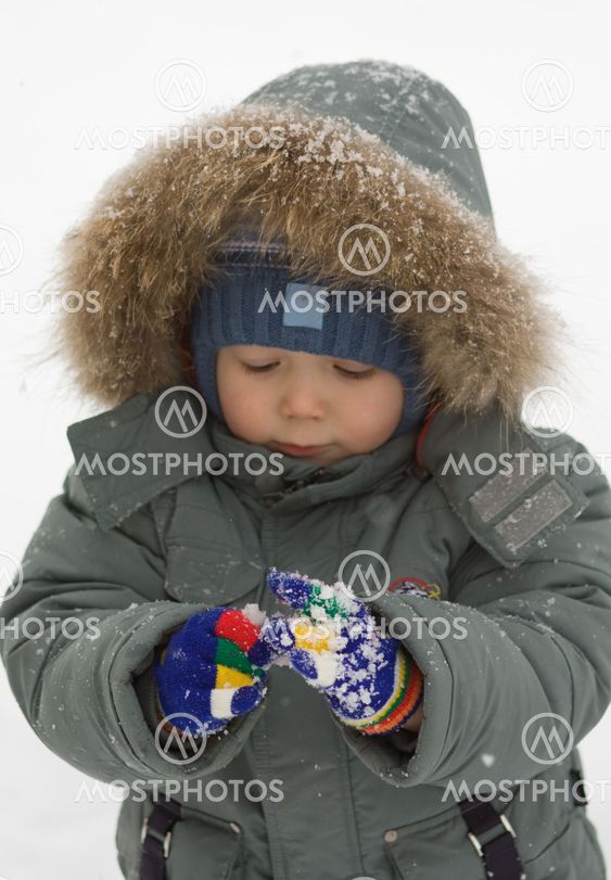 Little boy in winter clothes