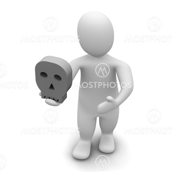 Man and skull