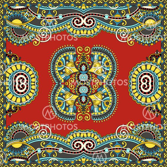 Traditional ornamental floral paisley bandanna. You can use this pattern in the design of carpet, shawl, pillow, cushion