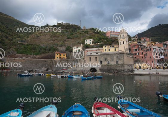 Fishing port with boats at the Village of Vernazza...